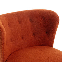 Burnt Orange Upholstered Armless Accent Chair Lambskin Sherpa Modern Sofa for Living Room Bedroom Small Spaces