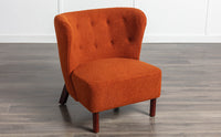 Burnt Orange Upholstered Armless Accent Chair Lambskin Sherpa Modern Sofa for Living Room Bedroom Small Spaces