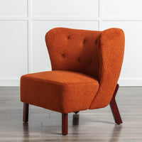 Burnt Orange Upholstered Armless Accent Chair Lambskin Sherpa Modern Sofa for Living Room Bedroom Small Spaces