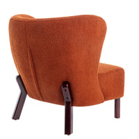 Burnt Orange Upholstered Armless Accent Chair Lambskin Sherpa Modern Sofa for Living Room Bedroom Small Spaces