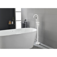 Freestanding Tub Filler Faucet - Floor Mount High Flow Shower Mixer, Swivel Gooseneck Spout & Handheld Showerhead