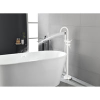 Freestanding Tub Filler Faucet - Floor Mount High Flow Shower Mixer, Swivel Gooseneck Spout & Handheld Showerhead