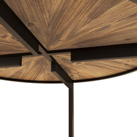 Round Coffee Table 31.5 Inch Wooden Double Layer Design with Open Storage Space and Metal Legs for Living Room Bedroom