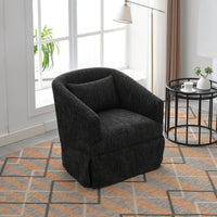 360-degree Swivel Accent Armchair Linen Blend  BLACK
