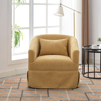 360-degree Swivel Accent Armchair Linen Blend MUSTED YELLOW