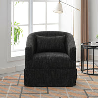 360-degree Swivel Accent Armchair Linen Blend  BLACK