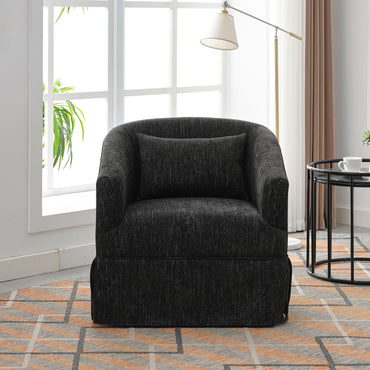 360-degree Swivel Accent Armchair Linen Blend  BLACK