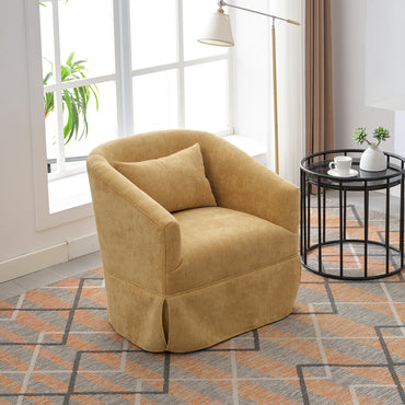 360-degree Swivel Accent Armchair Linen Blend MUSTED YELLOW