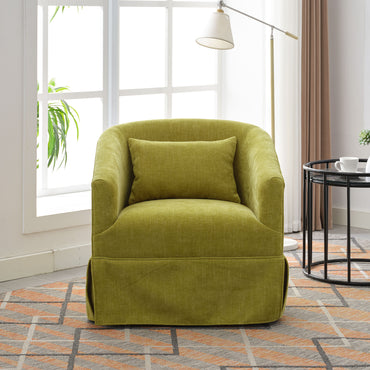 360-degree Swivel Accent Armchair Linen Blend FRUIT GREEN