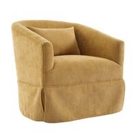 360-degree Swivel Accent Armchair Linen Blend MUSTED YELLOW