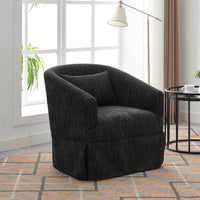 360-degree Swivel Accent Armchair Linen Blend  BLACK