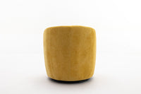 Chenille Fabric Swivel Accent Armchair Barrel Chair With Black Powder Coating Metal Ring,Yellow
