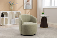 Chenille Fabric Swivel Accent Armchair Barrel Chair With Black Powder Coating Metal Ring,Light Green