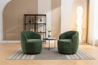 Chenille Fabric Swivel Accent Armchair Barrel Chair With Black Powder Coating Metal Ring,Green