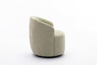 Chenille Fabric Swivel Accent Armchair Barrel Chair With Black Powder Coating Metal Ring,Light Green