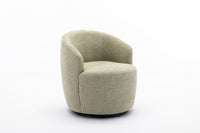Chenille Fabric Swivel Accent Armchair Barrel Chair With Black Powder Coating Metal Ring,Light Green