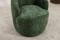 Chenille Fabric Swivel Accent Armchair Barrel Chair With Black Powder Coating Metal Ring,Green