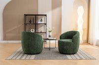 Chenille Fabric Swivel Accent Armchair Barrel Chair With Black Powder Coating Metal Ring,Green