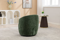 Chenille Fabric Swivel Accent Armchair Barrel Chair With Black Powder Coating Metal Ring,Green
