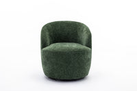 Chenille Fabric Swivel Accent Armchair Barrel Chair With Black Powder Coating Metal Ring,Green