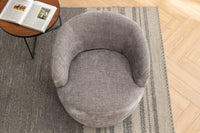 Chenille Fabric Swivel Accent Armchair Barrel Chair With Black Powder Coating Metal Ring,Gray