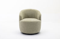 Chenille Fabric Swivel Accent Armchair Barrel Chair With Black Powder Coating Metal Ring,Light Green