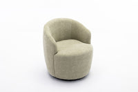 Chenille Fabric Swivel Accent Armchair Barrel Chair With Black Powder Coating Metal Ring,Light Green