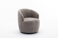 Chenille Fabric Swivel Accent Armchair Barrel Chair With Black Powder Coating Metal Ring,Gray