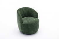 Chenille Fabric Swivel Accent Armchair Barrel Chair With Black Powder Coating Metal Ring,Green