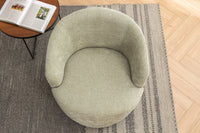 Chenille Fabric Swivel Accent Armchair Barrel Chair With Black Powder Coating Metal Ring,Light Green