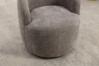 Chenille Fabric Swivel Accent Armchair Barrel Chair With Black Powder Coating Metal Ring,Gray