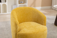 Chenille Fabric Swivel Accent Armchair Barrel Chair With Black Powder Coating Metal Ring,Yellow