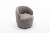Chenille Fabric Swivel Accent Armchair Barrel Chair With Black Powder Coating Metal Ring,Gray