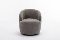 Chenille Fabric Swivel Accent Armchair Barrel Chair With Black Powder Coating Metal Ring,Gray