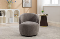 Chenille Fabric Swivel Accent Armchair Barrel Chair With Black Powder Coating Metal Ring,Gray