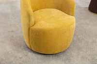 Chenille Fabric Swivel Accent Armchair Barrel Chair With Black Powder Coating Metal Ring,Yellow