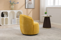Chenille Fabric Swivel Accent Armchair Barrel Chair With Black Powder Coating Metal Ring,Yellow
