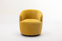 Chenille Fabric Swivel Accent Armchair Barrel Chair With Black Powder Coating Metal Ring,Yellow