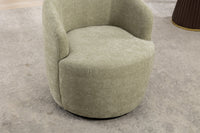 Chenille Fabric Swivel Accent Armchair Barrel Chair With Black Powder Coating Metal Ring,Light Green