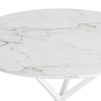47.24'' Modern Cross Leg Round Dining Table, White Marble Top Occasional Table, Two Piece Removable Top, Matte Finish Iron Legs