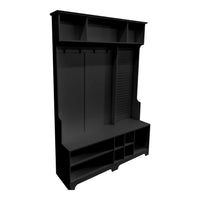 Hall Tree with Shoe Bench, Coat Rack ,Shoe Storage ,Storage Shelves and Pegboard, for Hallways, Halls and Bedrooms, Black