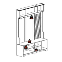 Hall Tree with Shoe Bench, Coat Rack ,Shoe Storage ,Storage Shelves and Pegboard, for Hallways, Halls and Bedrooms, White