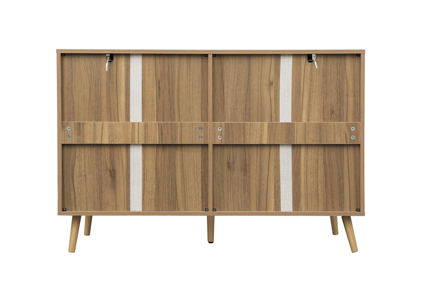 Modern 6 Drawer Wood Dresser Cabinet in Walnut Finish for Bedroom Storage