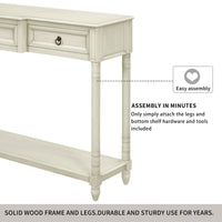 Console Table Sofa Table With Drawers For Entryway With Projecting Drawers And Long Shelf