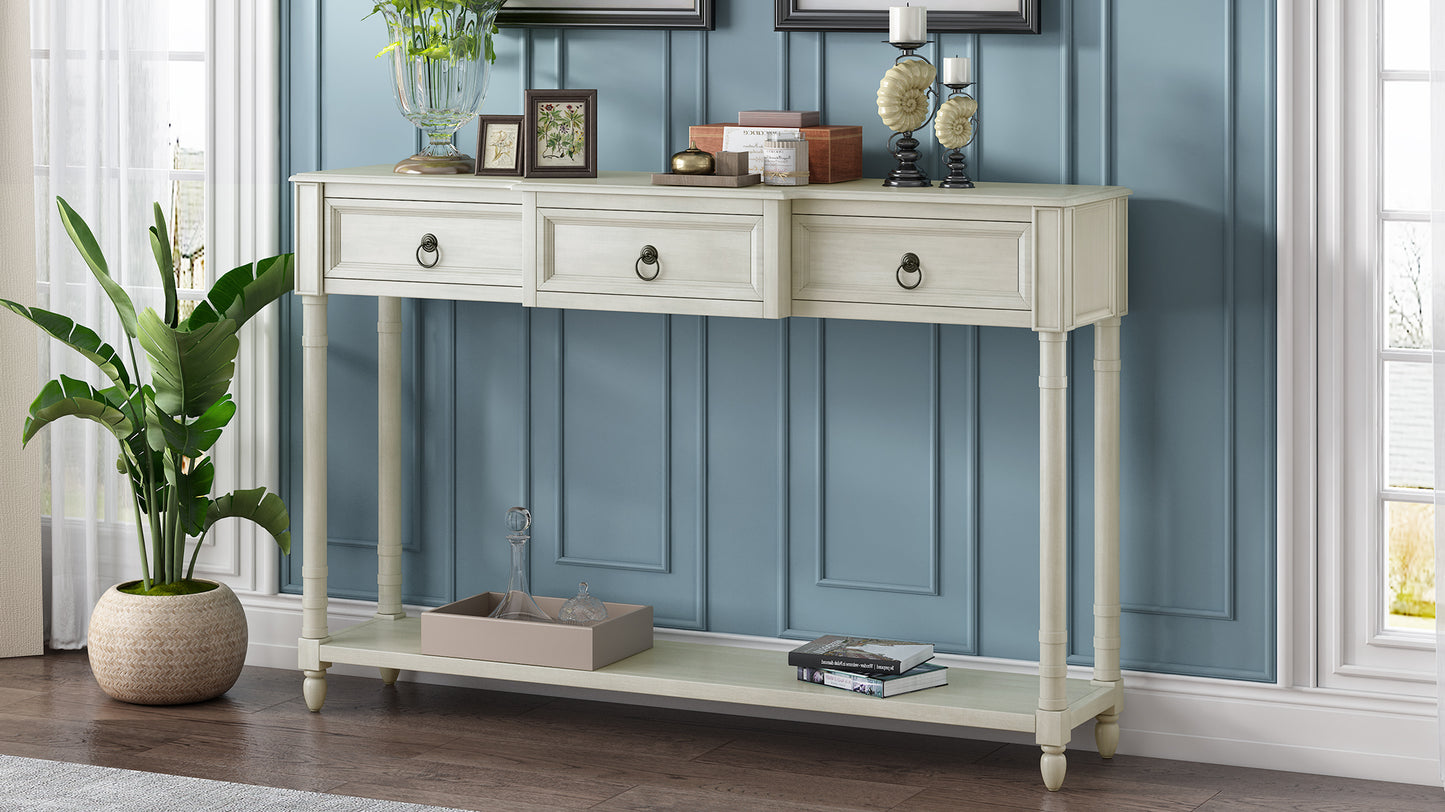 Console Table Sofa Table With Drawers For Entryway With Projecting Drawers And Long Shelf