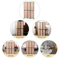 6 Ft Wood Folding Privacy Screen, Free Standing Wall Dividers, Room Separator For Living Room, Bedroom, Dining Room