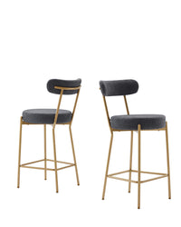 25 Inch Modern Gold Upholstered Sherpa Counter Stools Set of 2 with Backs for Kitchen Island