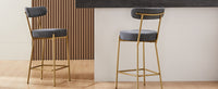 25 Inch Modern Gold Upholstered Sherpa Counter Stools Set of 2 with Backs for Kitchen Island