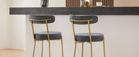 25 Inch Modern Gold Upholstered Sherpa Counter Stools Set of 2 with Backs for Kitchen Island