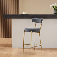 25 Inch Modern Gold Upholstered Sherpa Counter Stools Set of 2 with Backs for Kitchen Island